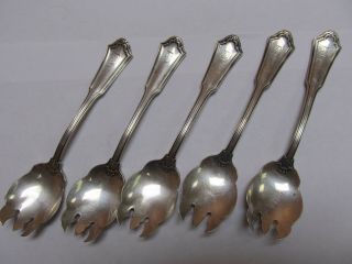 Reed & Barton Jacobean Sterling Silver 5 Ice Cream Forks / Sporks Good Cond