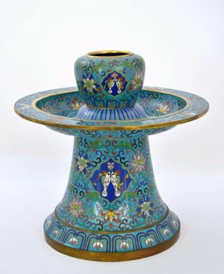 Large Vintage Chinese Gilt Cloisonne Enamel Buddha Altar Cup Bowl Holder Marked
