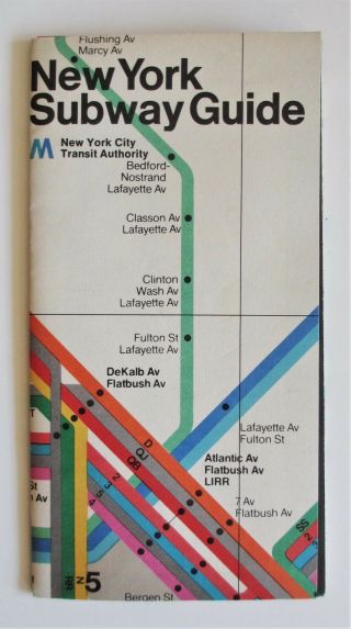 Vintage 1972 York City Subway Map Guide System Vignelli Style Moma