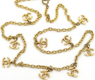 Chanel Cc Logos Chain Necklace Gold Tone Vintage W/box V1297