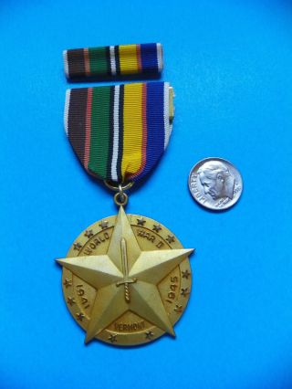 Wwii 1941 - 1945 Vermont National Guard Service Medal And Ribbon Bar