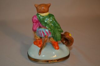 Vintage Limoges French Figural Trinket Box – Standing Cat in Old English Clothes 2