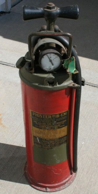Vintage Phister 1b - Em 1 Gallon Fire Extinguisher 1930 