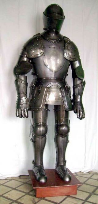 1antique Medieval Suit Of Armor 17th Century Combat Full Body Armour W Base Ar01
