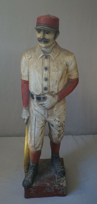 Fine Vintage Old Time Baseball Player 41 " Tall Statue - Great Detail And Design