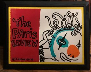 Keith Haring Paris Review Rare Silkscreen Framed Poster 1988