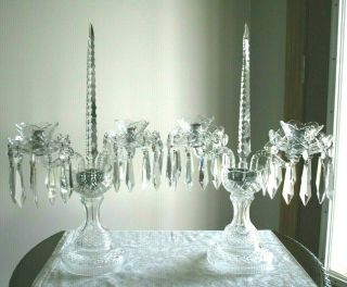 Vintage Waterford Crystal C2 Double Candle Holders Candelabras