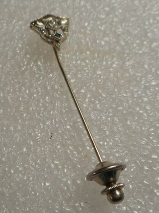 Vintage 14K White Gold Stick Pin With Diamond & Blue Sapphire Stones 2