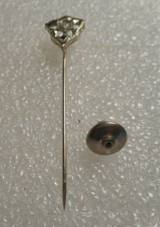 Vintage 14K White Gold Stick Pin With Diamond & Blue Sapphire Stones 5