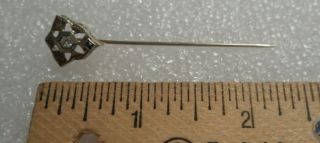 Vintage 14K White Gold Stick Pin With Diamond & Blue Sapphire Stones 7