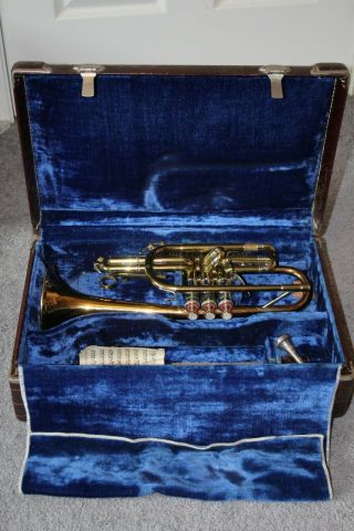 Vintage Reynolds Cornet Trumpet W/case 5ml Mouthpiece Cr12m