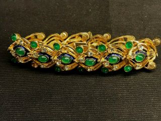 Vintage Signed & Numbered Boucher Emerald Cabochons Enameled Bracelet