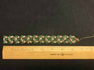 Vintage Signed & Numbered Boucher Emerald Cabochons Enameled Bracelet 3