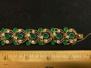 Vintage Signed & Numbered Boucher Emerald Cabochons Enameled Bracelet 4