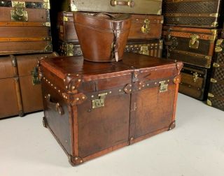Handmade Bespoke Antique English Leather Campaign Chest