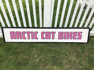 Rare Vtg 1970’s “arctic Cat Bikes” (mini - Bikes) Double Sided Metal Sign