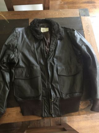 Flyers Intermediate G - 1 Vintage Brown Leather Jacket Sz 42.  Usn