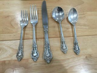 Lunt Eloquence Sterling Silver 5 Piece Setting - Spoons,  Forks,  Knife - No Mono