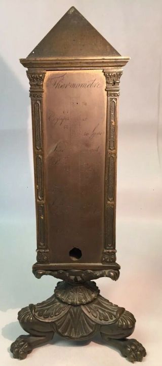 Antique Bronze Thermometer Lions Feet Base Pagoda Style,  Grand Tour?