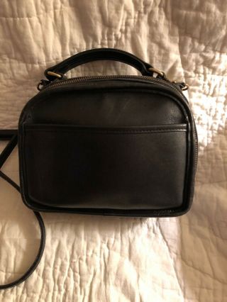 Coach Vintage Black Leather Top Handle Lunchbox Purse 9991