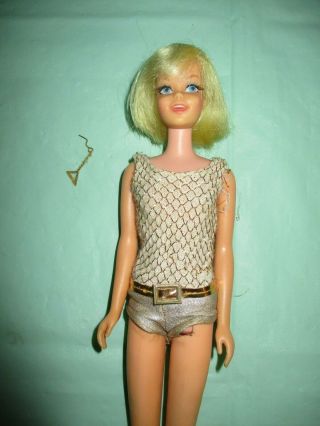 Vintage Barbie Tnt Casey Doll Blonde Hair In Swimsuit With Ear Ring