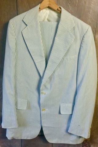 Vintage Barneys York Madison Room Seersucker Light Cotton Suit 44r