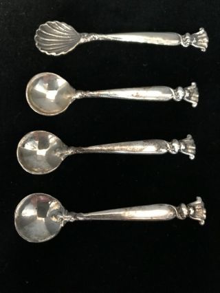 Rare Wallace Romance Of The Sea Sterling Silver Salt Spoons