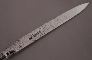 Solid Silver Vine Leaf Letter Opener Sheffield 1845 5