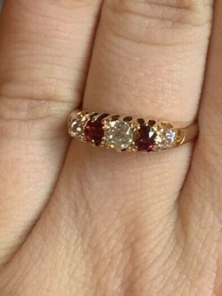 A Vintage 18ct Gold Ruby And Diamond Ring Size O