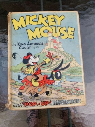 Antique Book Mickey Mouse In King Arthur’s Court Pop Up Book 1933