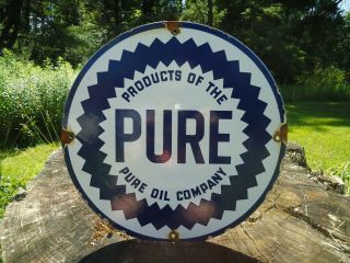 Vintage Pure Motor Oil Co.  Porcelain Enamel Gas Pump Sign
