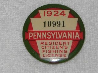 Pa Pennsylvania Fishing License 1924 Immaculate