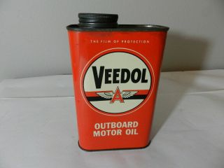 Vintage Veedol Outboard Motor Oil Can - Vintage Boating - Vintage Outboard