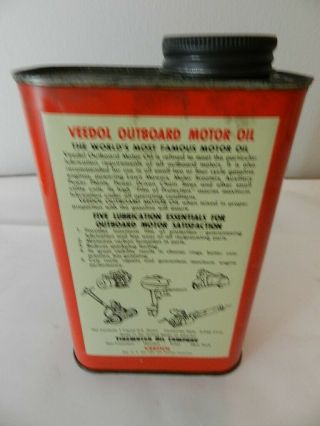 VINTAGE VEEDOL OUTBOARD MOTOR OIL CAN - VINTAGE BOATING - VINTAGE OUTBOARD 5