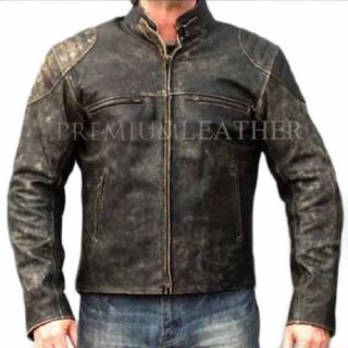 Mens Vintage Leather Jacket Distressed Brown Motorcycle Leather Jacket