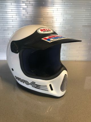 Vintage 1980s Bell Moto 4 Force Flow Helmet White Size 7 1/4 W Box