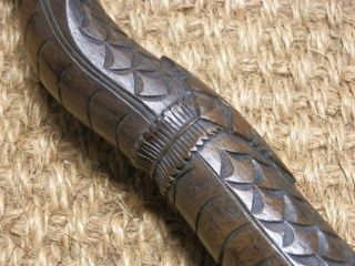 Vintage Hand Carved Ebony Wood Snake Walking Stick With Detailed Scale Pattern 7