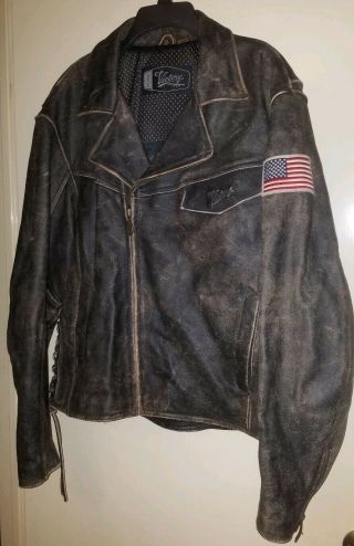 Vintage Victory Motorcycles Brown Leather Jacket Xl Worn Once