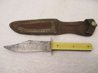Vintage Jean Case Cut Co Little Valley Ny Fixed Blade Hunting Knife W/sheath