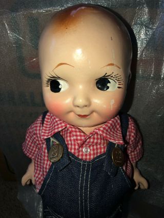 Vintage Buddy Lee Composition Doll In Lee Overalls And Shirt Unmarked 2