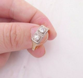 18ct Gold Diamond Ring,  2 Stone Art Deco Period 18k 750