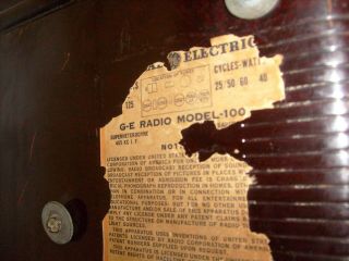 General Electric Vintage radio model 100 Bakelite Tube Antique Ge 7
