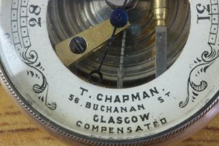 Rare Miniature 1 inch Antique Pocket Barometer,  T.  Chapman,  Glasgow,  circa 1880 4
