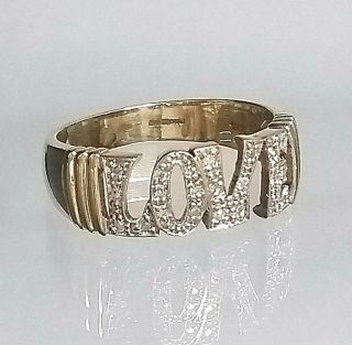 Vintage 9ct Gold Diamond Love Band Ring Gold (not Filled Or Ptd)