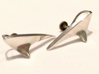 Rare Vintage Hand Made Modernist Danish Silver Designer Earrings by Bent Knudsen 2