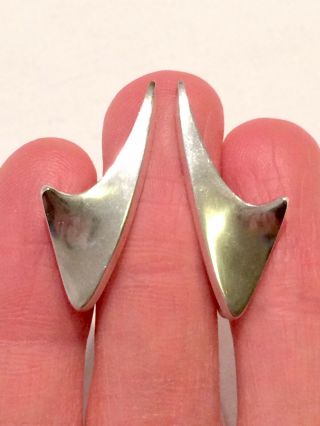 Rare Vintage Hand Made Modernist Danish Silver Designer Earrings by Bent Knudsen 3