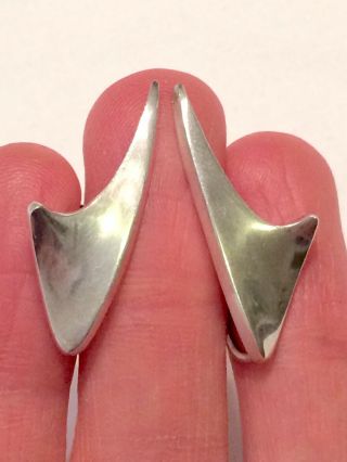 Rare Vintage Hand Made Modernist Danish Silver Designer Earrings by Bent Knudsen 4