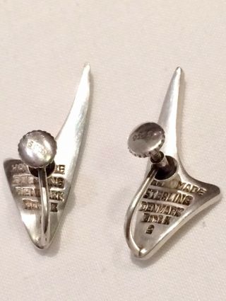 Rare Vintage Hand Made Modernist Danish Silver Designer Earrings by Bent Knudsen 5