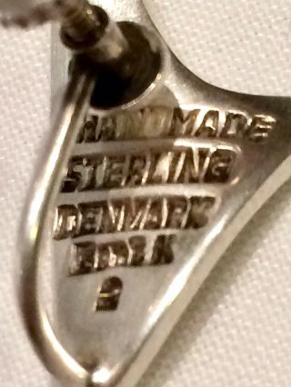 Rare Vintage Hand Made Modernist Danish Silver Designer Earrings by Bent Knudsen 7
