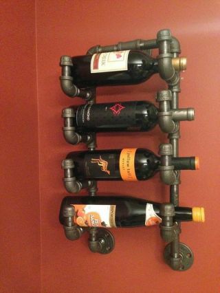 Industrial Vintage Style,  Quality Wine Rack - Made From Industrial Pipe Fittings